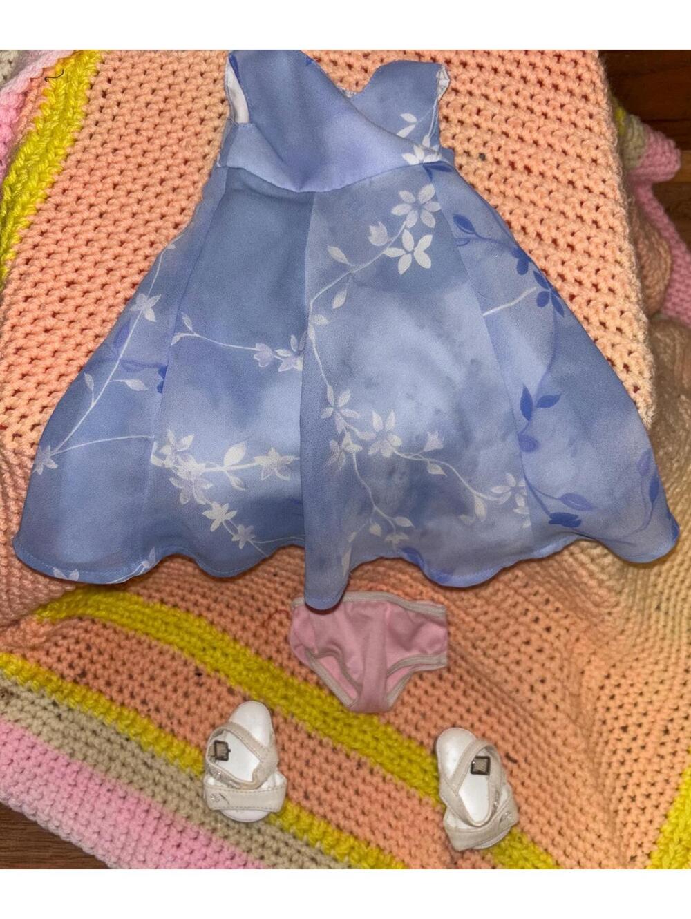 American Girl Periwinkle Dress And Sandals Set